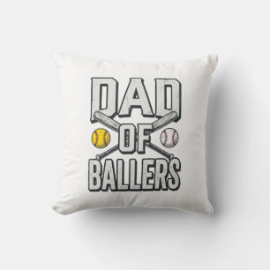 Dad of Ballers Softball and Baseball Vintage Shirt Cushion