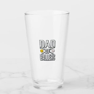 Dad of Ballers Softball and Baseball Vintage Shirt Glass