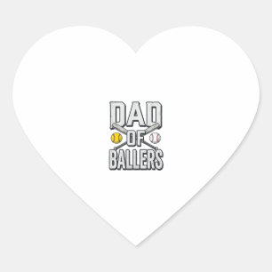 Dad of Ballers Softball and Baseball Vintage Shirt Heart Sticker