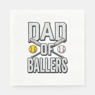 Dad of Ballers Softball and Baseball Vintage Shirt Napkin
