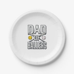 Dad of Ballers Softball and Baseball Vintage Shirt Paper Plate