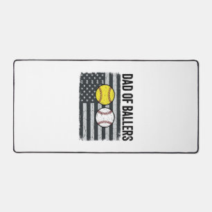 Dad of Ballers Softball Baseball Patriotic Desk Mat
