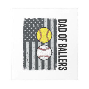 Dad of Ballers Softball Baseball Patriotic Notepad