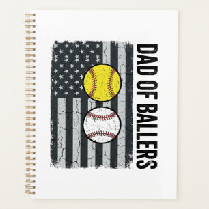 Dad of Ballers Softball Baseball Patriotic Planner