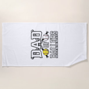 Dad Of Ballers Vintage Baseball Softball Shirt Des Beach Towel