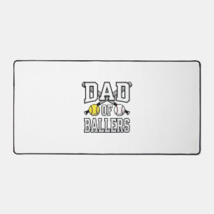 Dad Of Ballers Vintage Baseball Softball Shirt Des Desk Mat