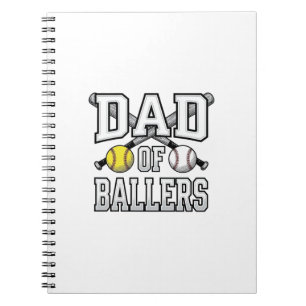 Dad Of Ballers Vintage Baseball Softball Shirt Des Notebook