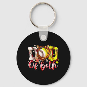 Dad Of Both Baseball Softball Dad Vintage Fathers Key Ring