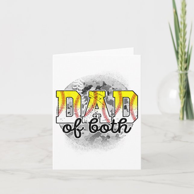 Dad Of Both Baseball Softball Father#39;s Day Base Card (Front)