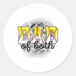 Dad Of Both Baseball Softball Father#39;s Day Base Classic Round Sticker