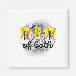 Dad Of Both Baseball Softball Father#39;s Day Base Magnet