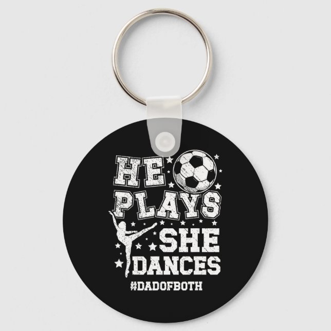 Dad Of Both Dance And Soccer Dad Dancing And Socce Key Ring (Front)