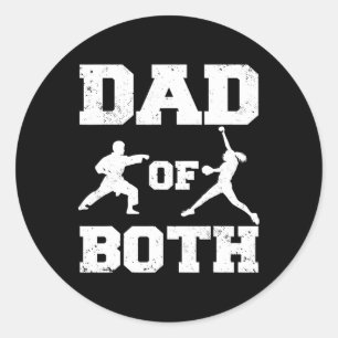 Dad Of Both Funny Karate Softll Dad Classic Round Sticker