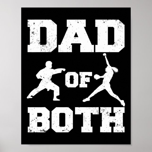 Dad Of Both Funny Karate Softll Dad  Poster (Front)