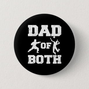 Dad Of Both Funny Karate Volleyll Dad  6 Cm Round Badge