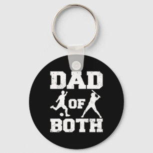 Dad Of Both Funny Soccer Baseball Dad Key Ring