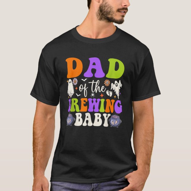 Dad of Brewing Baby Halloween Theme Baby Shower Sp T-Shirt (Front)