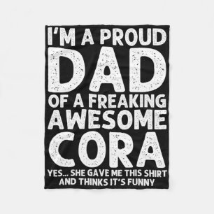 Dad Of Cora Gift Father's Day Funny Personalised N Fleece Blanket