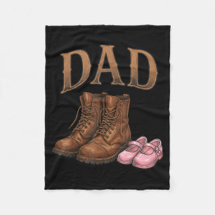 Dad Of Daughter Vintage Boots Father Girl Proud Fleece Blanket