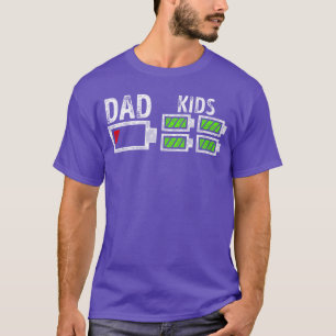 Dad of Four Low Battery Funny Father of 4 Dad gift T-Shirt