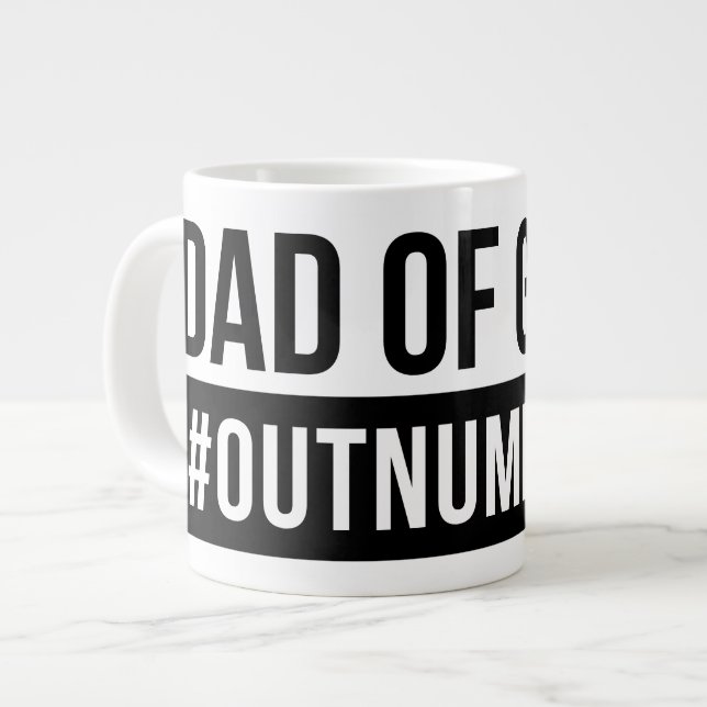 Dad of Girls #Outnumbered Large Coffee Mug (Front Left)