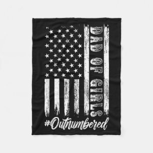 Dad Of Girls Outnumbered Retro Fathers Day Daddy Fleece Blanket