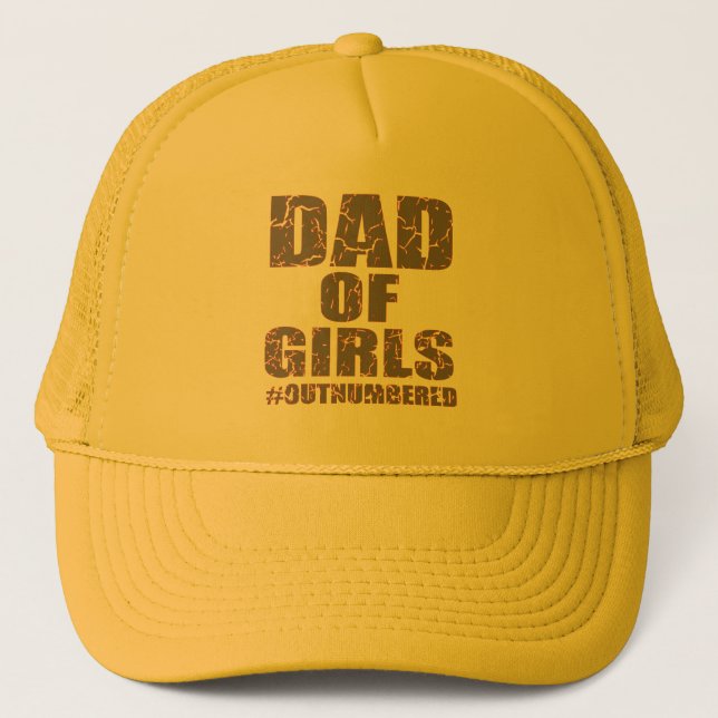 Dad of Girls Outnumbered Trucker Hat (Front)