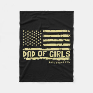 Dad Of Girls Outnumbered Us Flag Father's Day Daug Fleece Blanket
