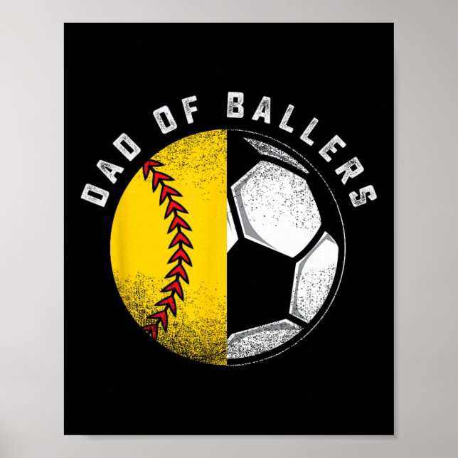Dad Of Llers Father Son Softll Soccer Player Coach Poster (Front)