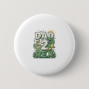 Dad of the 2 Rex Dinosaur Father Shirt Design_1 6 Cm Round Badge