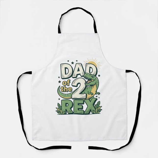 Dad of the 2 Rex Dinosaur Father Shirt Design_1 Apron (Front)