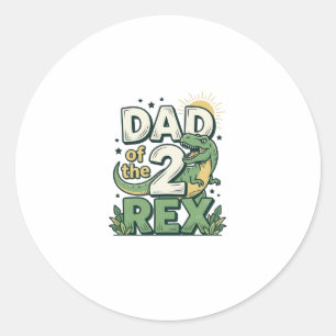 Dad of the 2 Rex Dinosaur Father Shirt Design_1 Classic Round Sticker