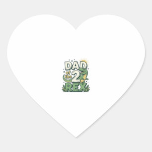 Dad of the 2 Rex Dinosaur Father Shirt Design_1 Heart Sticker