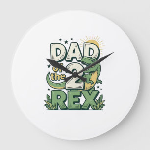 Dad of the 2 Rex Dinosaur Father Shirt Design_1 Large Clock