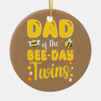 Dad of the Bee Day Twins Birthday Family Ceramic Tree Decoration