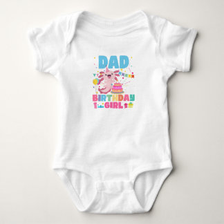 Dad Of the Birthday Axolotl Girl Dad And Mum Famil Baby Bodysuit