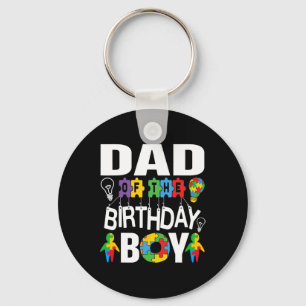 Dad Of The Birthday Boy Autism Key Ring