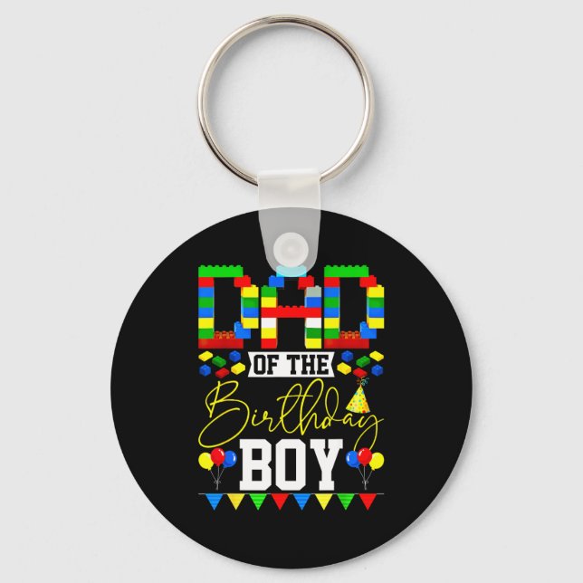 Dad Of The Birthday Boy Building Block Lover Match Key Ring (Front)