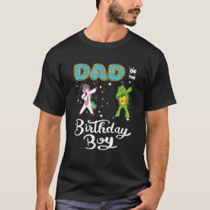 Dad Of The Birthday Boy Doughnut Dabbing Unicorn T T-Shirt