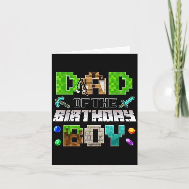 Dad Of The Birthday Boy Funny Gaming Birthday Xel  Card (Front)