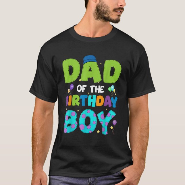Dad Of The Birthday Boy Funny Monster Family Party T-Shirt (Front)