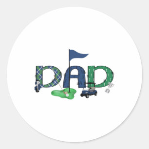 Dad Of The Birthday Boy Hole In One Golf Sport Mat Classic Round Sticker