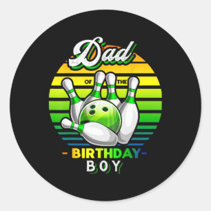 Dad Of The Birthday Boy Matching Family Bowling Bi Classic Round Sticker