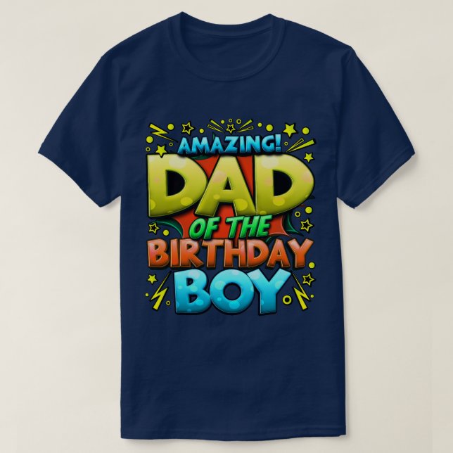 Dad of the Birthday Boy Matching Family Fatherfunn T-Shirt (Design Front)