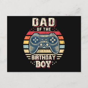 Dad of the Birthday Boy Matching Video Gamer Birth Holiday Postcard
