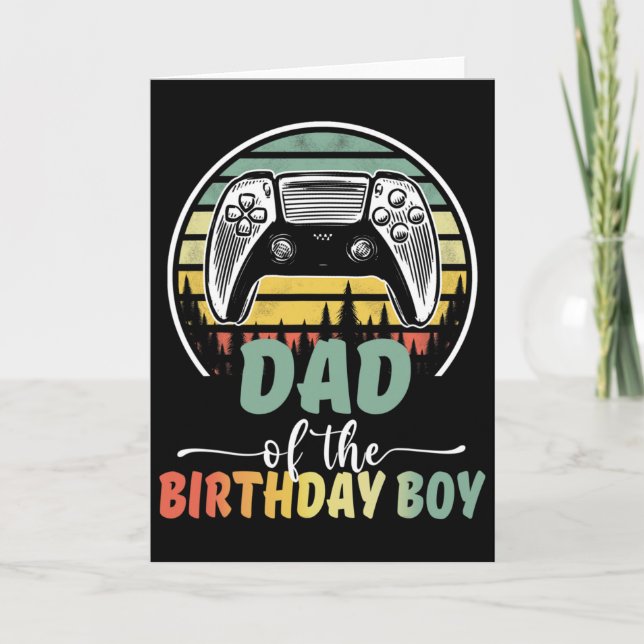Dad Of The Birthday Boy Video Gamer Matching Famil Card (Front)