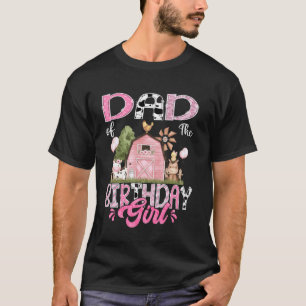 Dad Of The Birthday Girl 1St Birthday Pink Cow Far T-Shirt