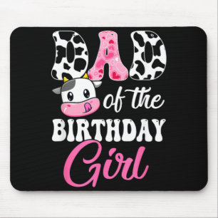 Dad Of The Birthday Girl Farm Cow 1st Birthday Mouse Mat