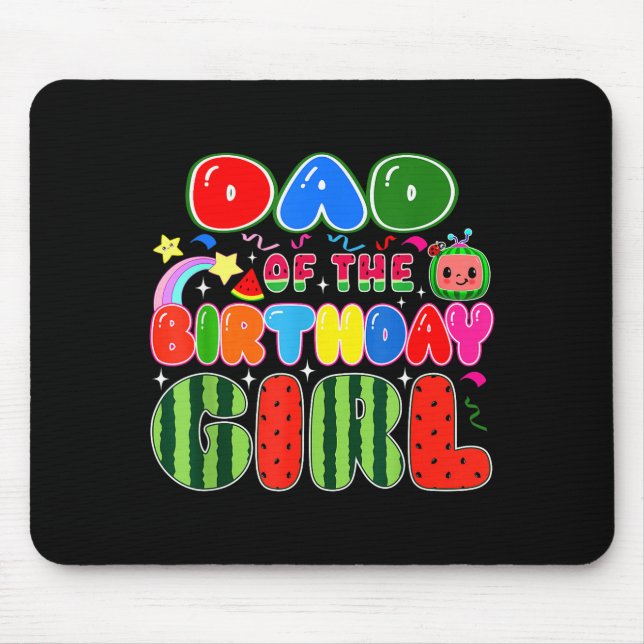 Dad Of The Birthday Girl Melon Family Matching Fun Mouse Mat (Front)