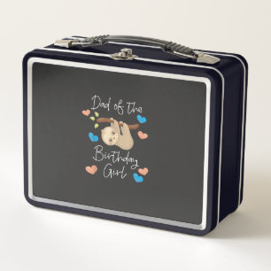 Dad of the Birthday Girl Sloth B-Day Party Matchin Metal Lunch Box